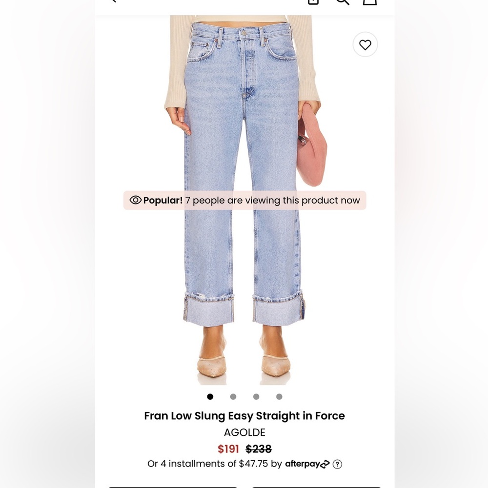 AGOLDE Fran Low Slung Easy Straight Jeans - Light Blue